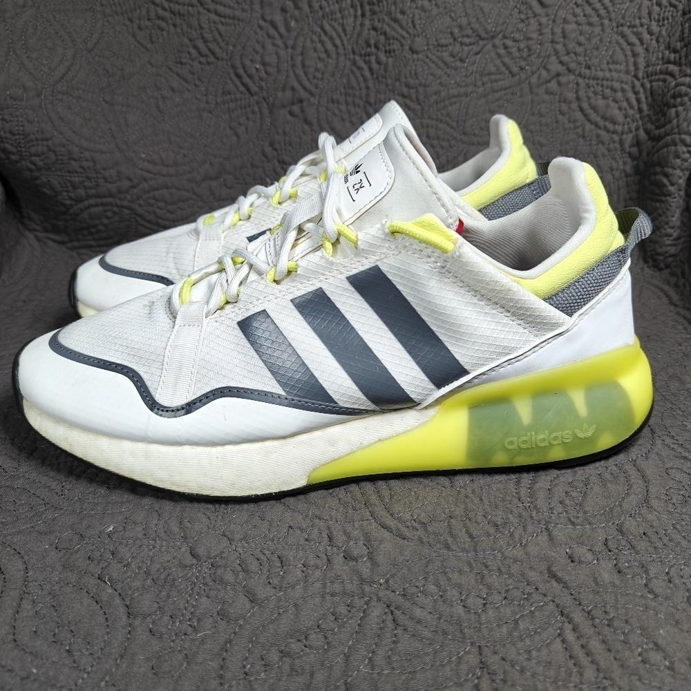 Adidas Originals ZX 2K Boost Pure White Black Yellow Gum Men's Running Shoe 9.5
